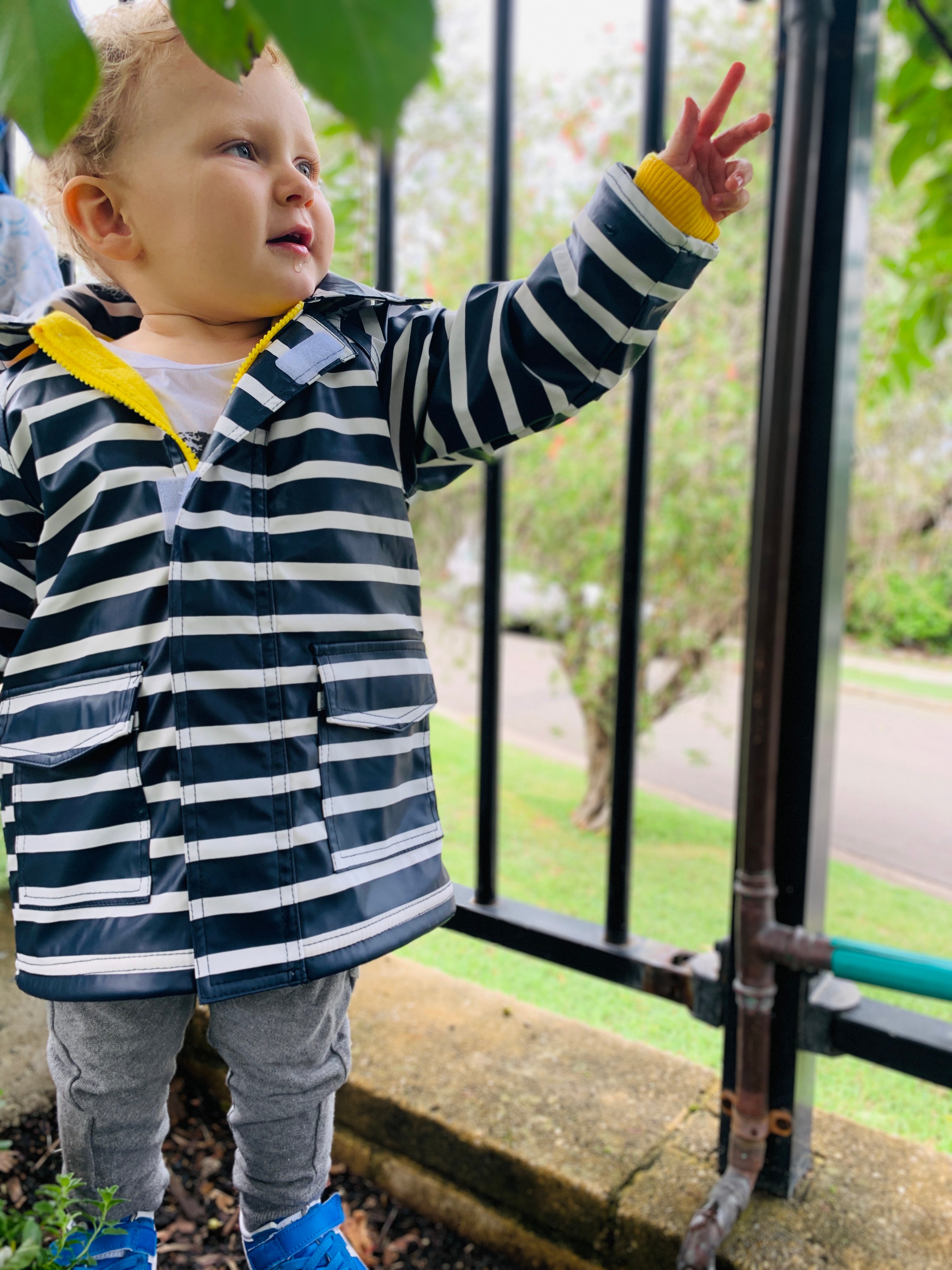 Striped raincoat outlet